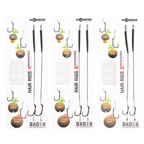 Korda - Hame&ccedil;on montes Basix Hair Rigs Wide Gape Micro Barbed - Korda