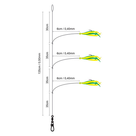 SPRO - Salt Rig 48 Feather Green Yellow 2/0 135cm - SPRO