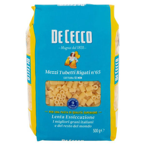 De Cecco - Pasta Mezzi Tubetti Rigati n&deg;65 -  De Cecco