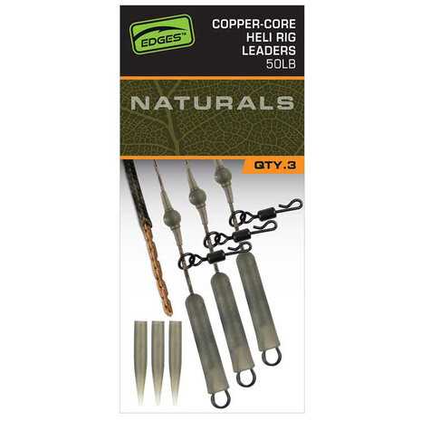 Fox Carp - End Tackle Edges Naturals Copper-Core Heli Rig Leaders x3 - Fox Carp