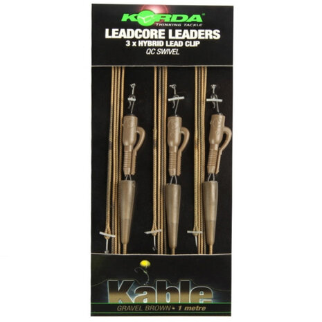 Korda - End Tackle Leadcore Leaders 3 x Hybrid Lead Clip Gravel Brown - Korda