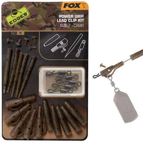 Fox Carp - End Tackle Edges Camo Power Grip Lead Clip Kit (Size 7) - Fox Carp